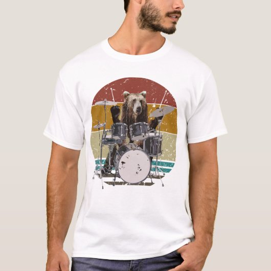 Beer Drummer die Drums Mannen T-Shirt afspeelt (Voorkant)