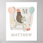 Beer drummer en paard. Baby jongen monogram Kweker Poster (Voorkant)