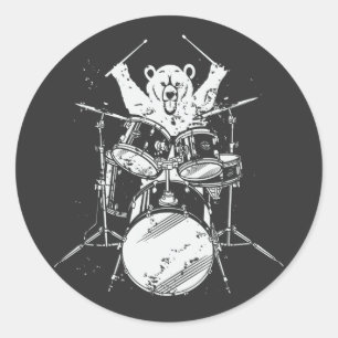 Beer Drummer-speldrums Ronde Sticker