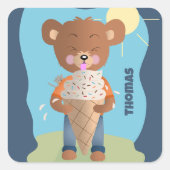 Beer Eating Ice Cream Kind Blauwe Sticker (Voorkant)