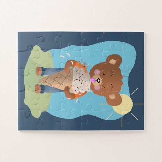 Beer Eating Ice Cream Kind Zomerpuzzel Legpuzzel (Horizontaal)