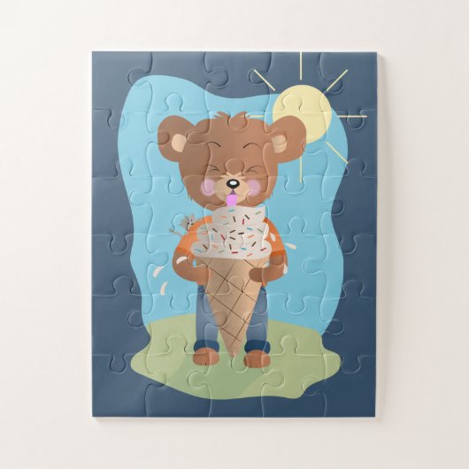 Beer Eating Ice Cream Kind Zomerpuzzel Legpuzzel (Verticaal)