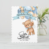 Beer eerste jongensverjaardag kaart (Staand voorkant)