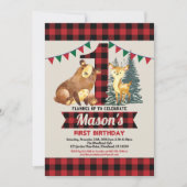 Beer eerste verjaardag Buffalo Red Flannel Lumberj Kaart (Voorkant)