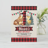 Beer eerste verjaardag Buffalo Red Flannel Lumberj Kaart (Staand voorkant)