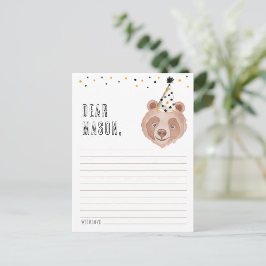 Beer eerste verjaardag Capsule Kaart - Teddy Bear (Staand voorkant)