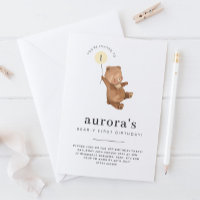 Beer Eerste verjaardag Uitnodiging Gele ballon