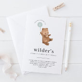 Beer Eerste verjaardag Uitnodiging Groene Ballon