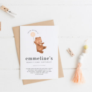 Beer Eerste verjaardag Uitnodiging Oranje ballon