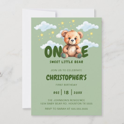 Beer eerste verjaardagsuitnodiging kaart (Voorkant)