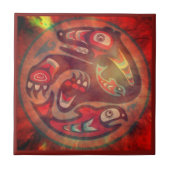 Beer Eet Salmon Native American Tile Tegeltje (Voorkant)