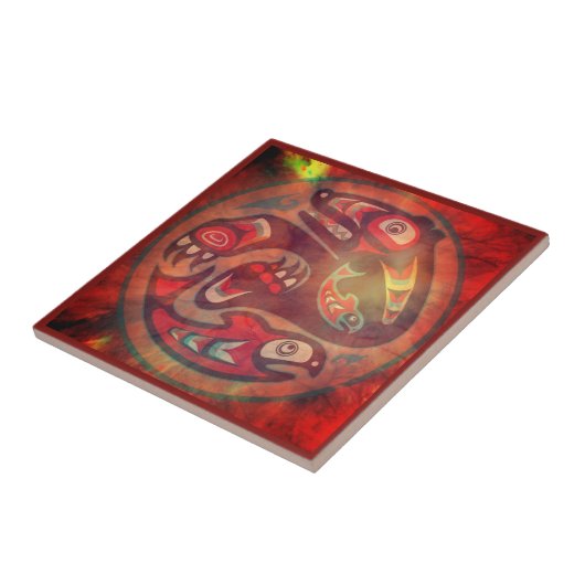 Beer Eet Salmon Native American Tile Tegeltje (Zijkant)