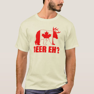 BEER EH? Funny Beer Deer Canadian Flag T shirt
