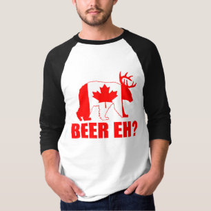 BEER EH? Funny Beer Deer Canadian Flag T-shirt