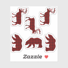 Beer Elk Buffalo Pset Lumberjack Check Red Sticker