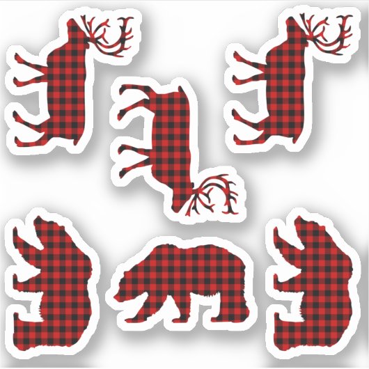 Beer Elk Buffalo Pset Lumberjack Check Red Sticker (Voorkant)