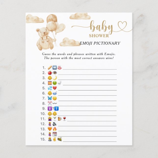 Beer Emoji afbeelding spel baby shower (Voorkant)