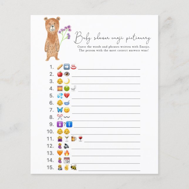 Beer - Emoji plaatjes spel baby shower (Voorkant)
