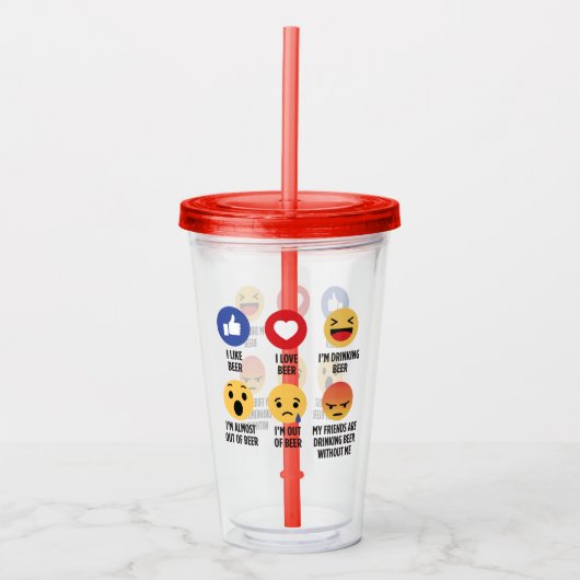 Beer Emojis Acryl Drinkbeker (Voorkant)