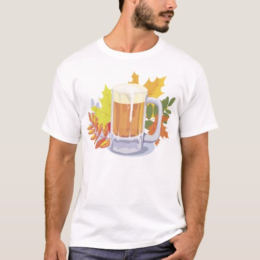 Beer en Autumn Leaves Oktoberfest T-shirt (Voorkant)