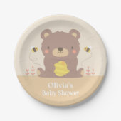 Beer en Baby shower bijen (Cute Woodland) Papieren Bordje (Voorkant)