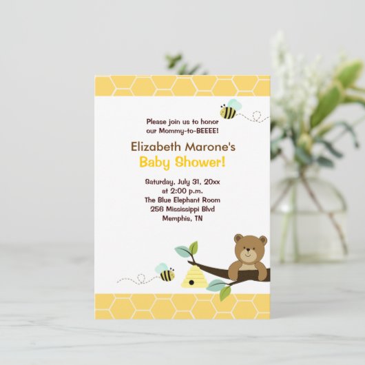 Beer en Baby shower van honing, 4x6 Kaart (Staand voorkant)