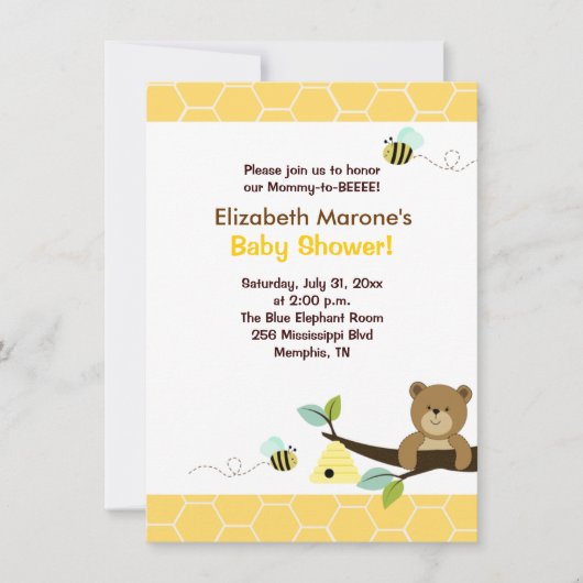 Beer en Baby shower van honing, 4x6 Kaart (Voorkant)