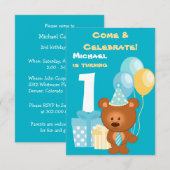 Beer en ballonnen 1e verjaardag kaart (Voorkant / Achterkant)