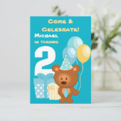 Beer en ballonnen 2e verjaardag kaart (Staand voorkant)