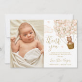 Beer en ballonnen nieuwe babyfoto bedankkaart (Voorkant)