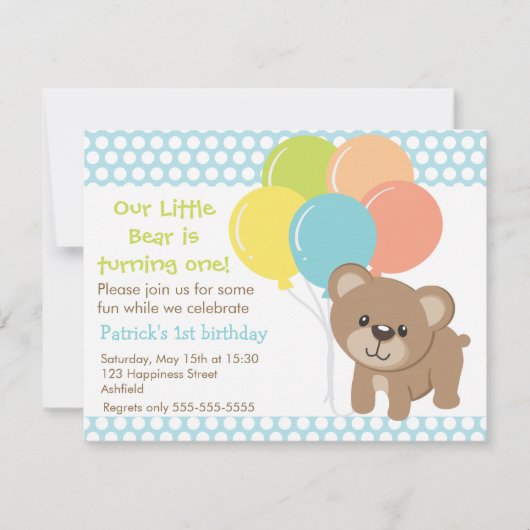 Beer en ballonnen uitnodiging van de Birthday Part (Voorkant)