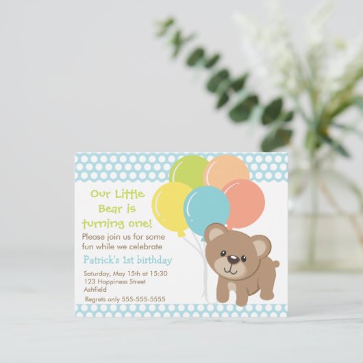 Beer en ballonnen uitnodiging van de Birthday Part (Staand voorkant)