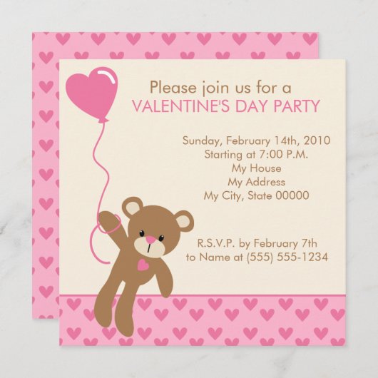 Beer en Ballonnen Valentijnsdag Uitnodiging (Voorkant / Achterkant)