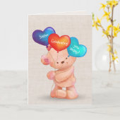 Beer en ballonnen voor zuster kaart (Gele Bloem)