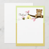 Beer en bijen (roze) Platte dank Kaart (Voorkant / Achterkant)