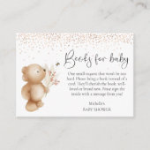 Beer en bijenboeken voor Baby shower Informatiekaartje (Voorkant)