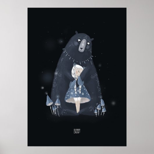 BEER en BLAUWE PADDENSTOEL van Alexandra Dikaia Poster (Voorkant)