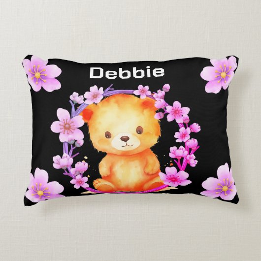 beer en bloemen accent kussen (Voorkant)