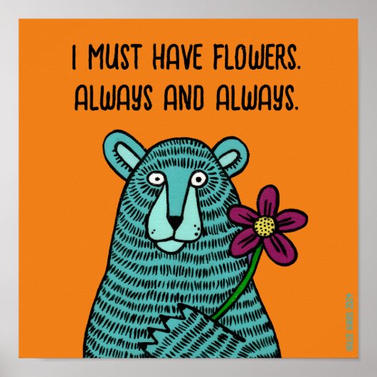Beer en bloemen poster (Voorkant)