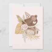 Beer en Boho bloemen Genderneutraal Baby shower Kaart (Achterkant)