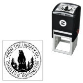 Beer en bomen Silhouette Ronde Bibliotheek Boeknaa Zelfinktende Stempel (In situ)