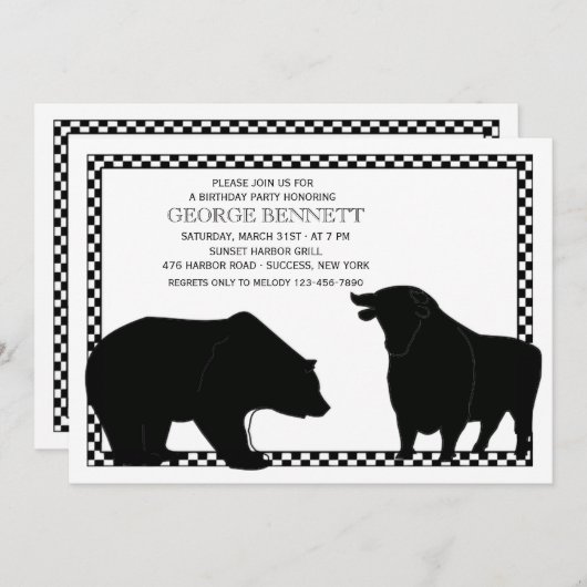 Beer en Bull Birthday Party Invitation Kaart (Voorkant / Achterkant)