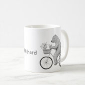 Beer en bundel op fiets Aangepaste naam voor feest Koffiemok (Voorkant rechts)