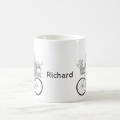 Beer en bundel op fiets Aangepaste naam voor feest Koffiemok (Center)