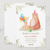 Beer en Bunny Birthday Party Kaart (Voorkant / Achterkant)