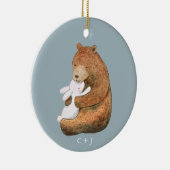 Beer en Bunny Couple Custom Jubileum Valentijn Keramisch Ornament (Rechts)