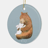 Beer en Bunny Couple Custom Jubileum Valentijn Keramisch Ornament (Links)