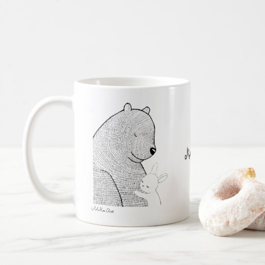 Beer en bunny cuddling Cute Woodland Animals Koffiemok (Met donut)