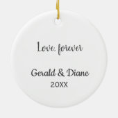 Beer en bunny Cute Couple, aangepast kerstfeest Keramisch Ornament (Achterkant)