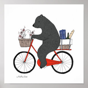 Beer en Bunny gaan picknick Happy beer konbit art Poster